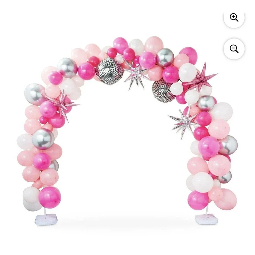 Pink/Silver/White Disco Balloon Arch Garland 131 Pieces Starburst Foil Party NEW